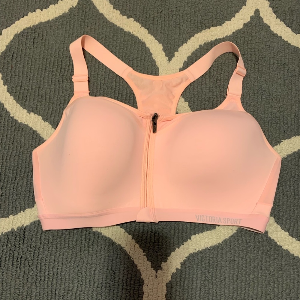 Victoria Secret Sports Bra 38D Coral Ruffle Detail